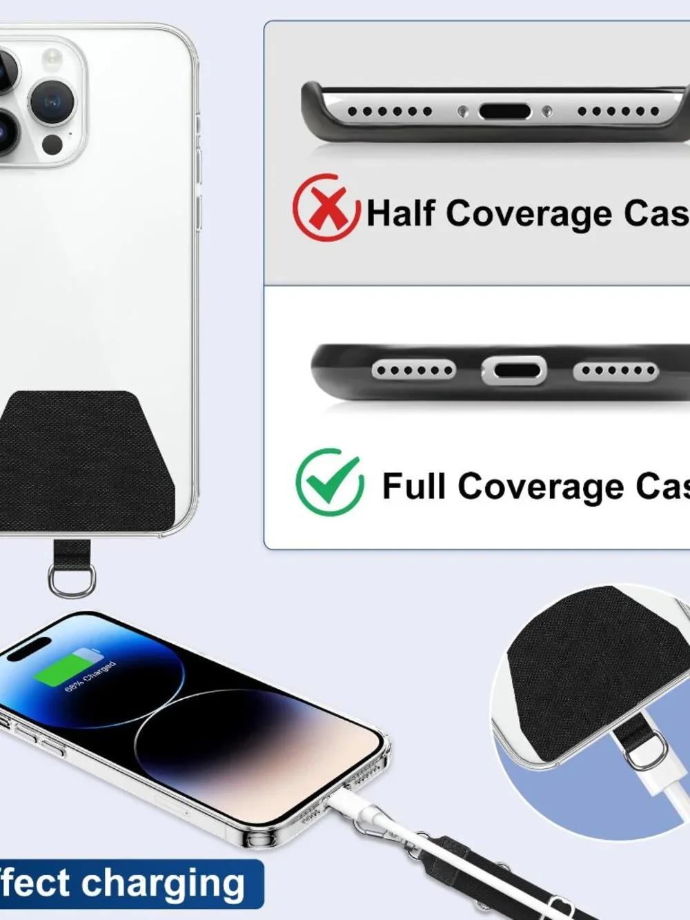 Cell Phone Lanyard Pad, 2 Pack Universal Phone Safety Tether Connector with Adhe